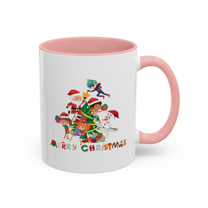 Accent Coffee Mug - Super kiddo making christmas tree with text - [[{"value":"Wonderwear Kid"}]]