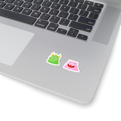 Kiss-Cut Vinyl Decals - Green and pink monsters Printify
