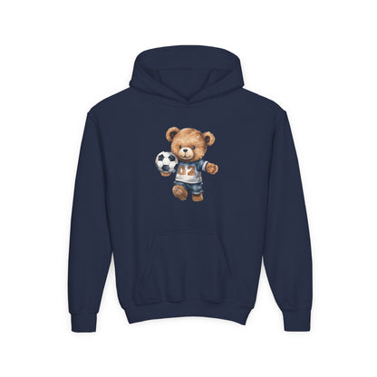 Kids Soccer Bear Hoodie Printify
