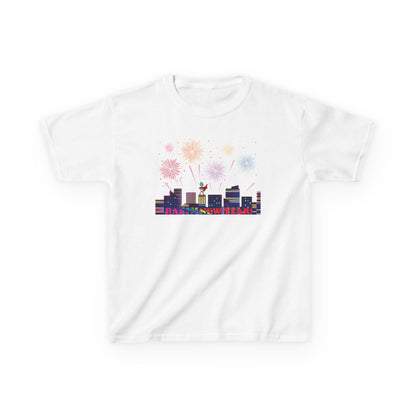 Kids Heavy Cotton™ Tee - Super kiddo with fireworks with text - [[{"value":"Wonderwear Kid"}]]