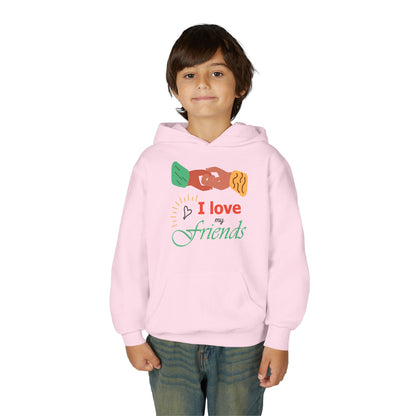 Youth Heavy Blend Hooded Sweatshirt - I love my friends Printify