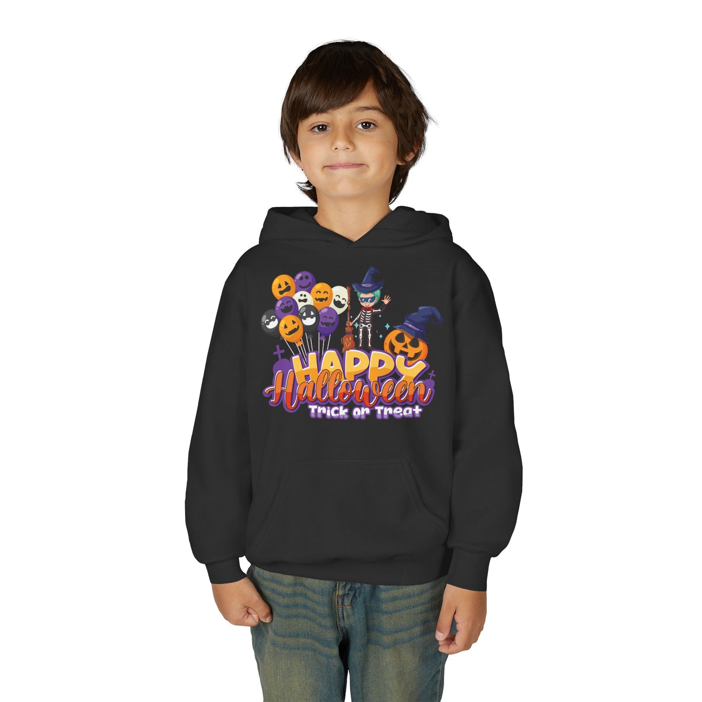 Youth Heavy Blend Hooded Sweatshirt - Happy halloween trick or treat