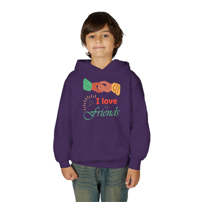 Youth Heavy Blend Hooded Sweatshirt - I love my friends Printify