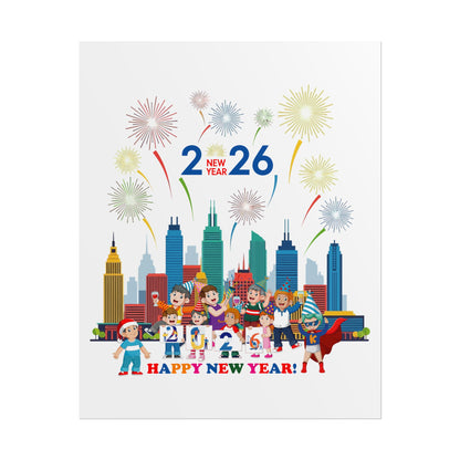 Rolled Posters - Happy new year with fireworks - [[{"value":"Wonderwear Kid"}]]