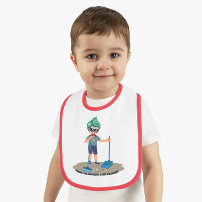 Baby Bib - Super kiddo sweeping floor - [[{"value":"Wonderwear Kid"}]]