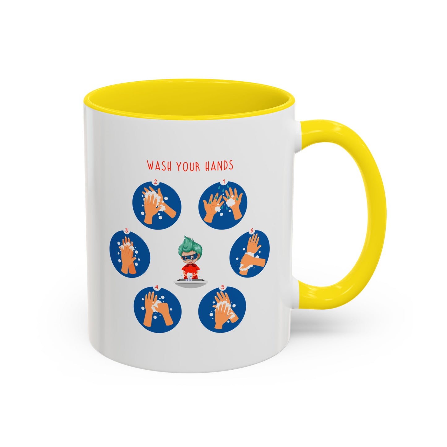 Accent Coffee Mug - Super kiddo teaching how to wash hands