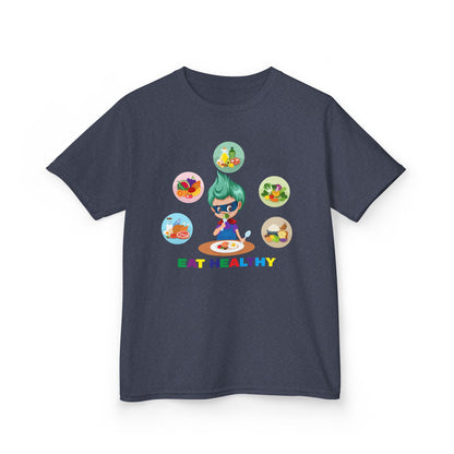 Kids Heavy Cotton™ Tee - Supper kiddo showing healthy food to eat - [[{"value":"Wonderwear Kid"}]]