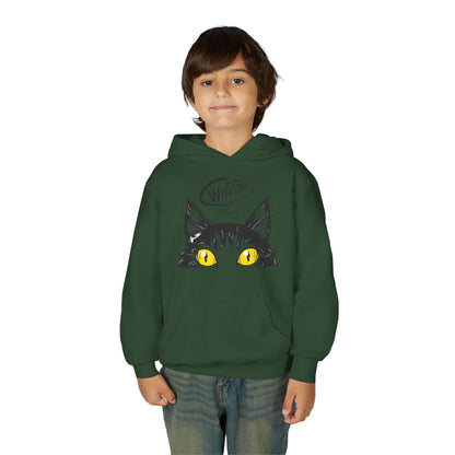 Youth Heavy Blend Hooded Sweatshirt -  Whos there cat Printify