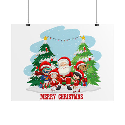 Rolled Posters - Super kiddo with santa claus Merry christmas - [[{"value":"Wonderwear Kid"}]]