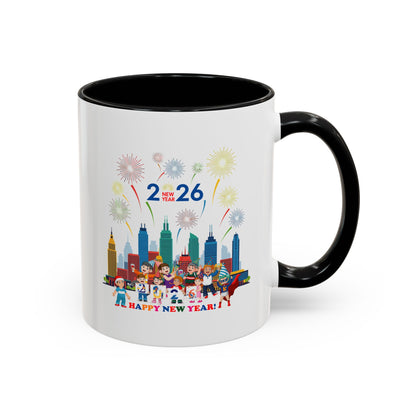 Accent Coffee Mug - Happy new year with fireworks - [[{"value":"Wonderwear Kid"}]]