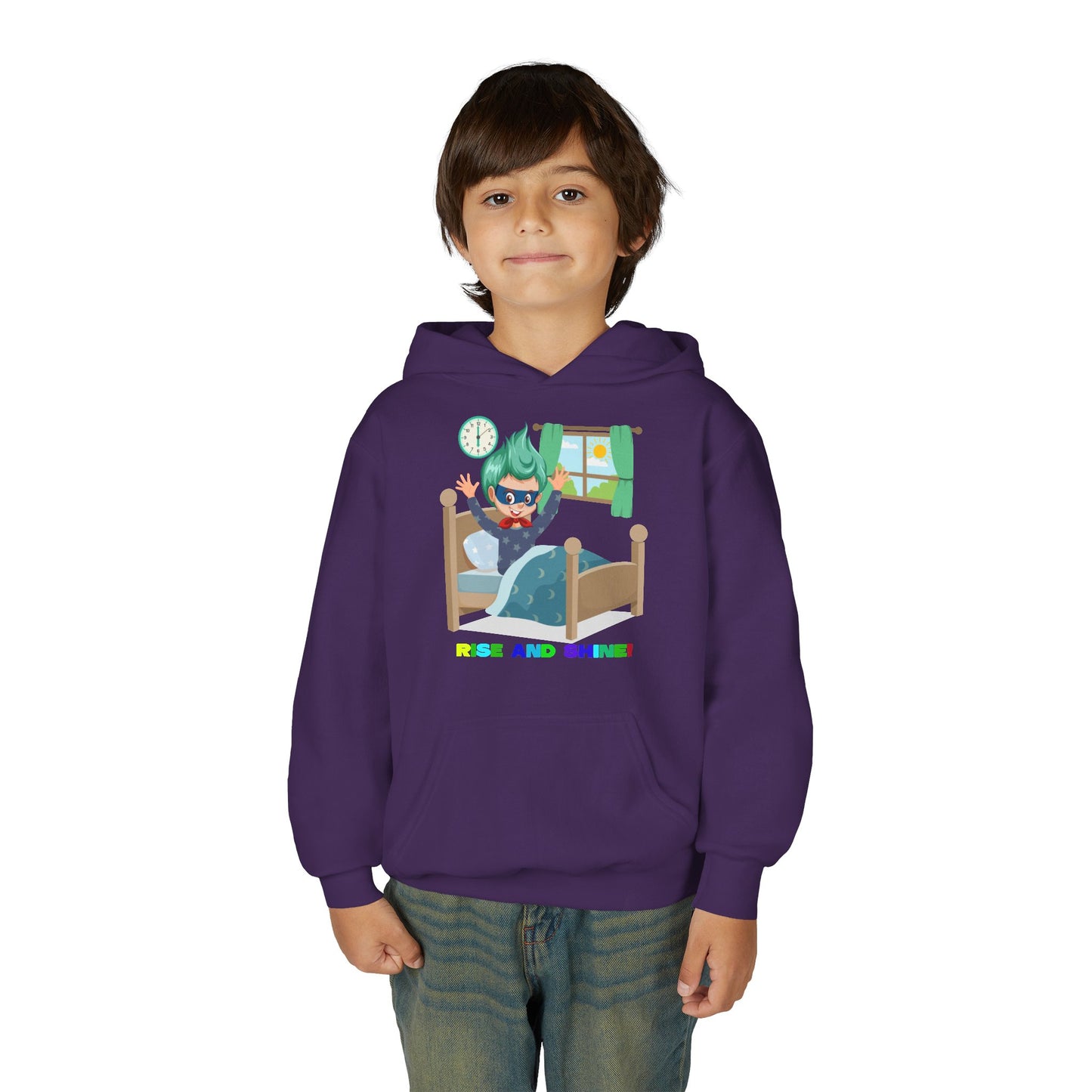 Youth Heavy Blend Hooded Sweatshirt - Super kiddo teaches us to wake up early