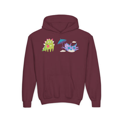 Youth Heavy Blend Hooded Sweatshirt - Monsters playing Printify