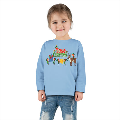 Toddler Long Sleeve Tee - Merry christmas and reindeer - [[{"value":"Wonderwear Kid"}]]