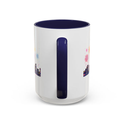 Accent Coffee Mug - Super kiddo with fireworks - [[{"value":"Wonderwear Kid"}]]