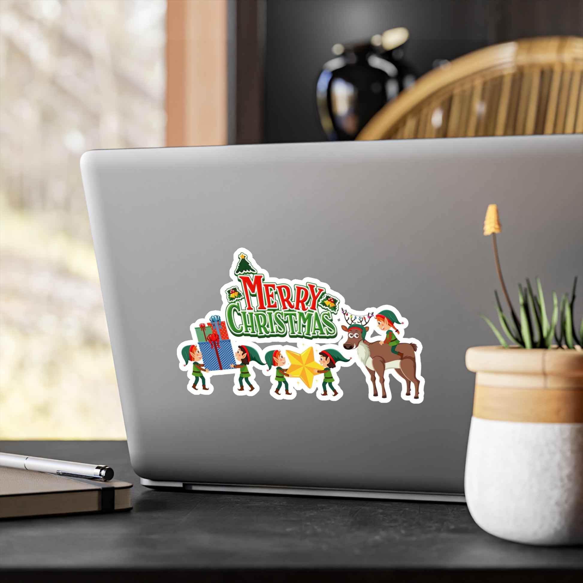 Christmas Kiss-Cut Vinyl Decals – Merry christmas and reindeer - [[{"value":"Wonderwear Kid"}]]