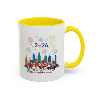 Accent Coffee Mug - Happy new year with fireworks - [[{"value":"Wonderwear Kid"}]]