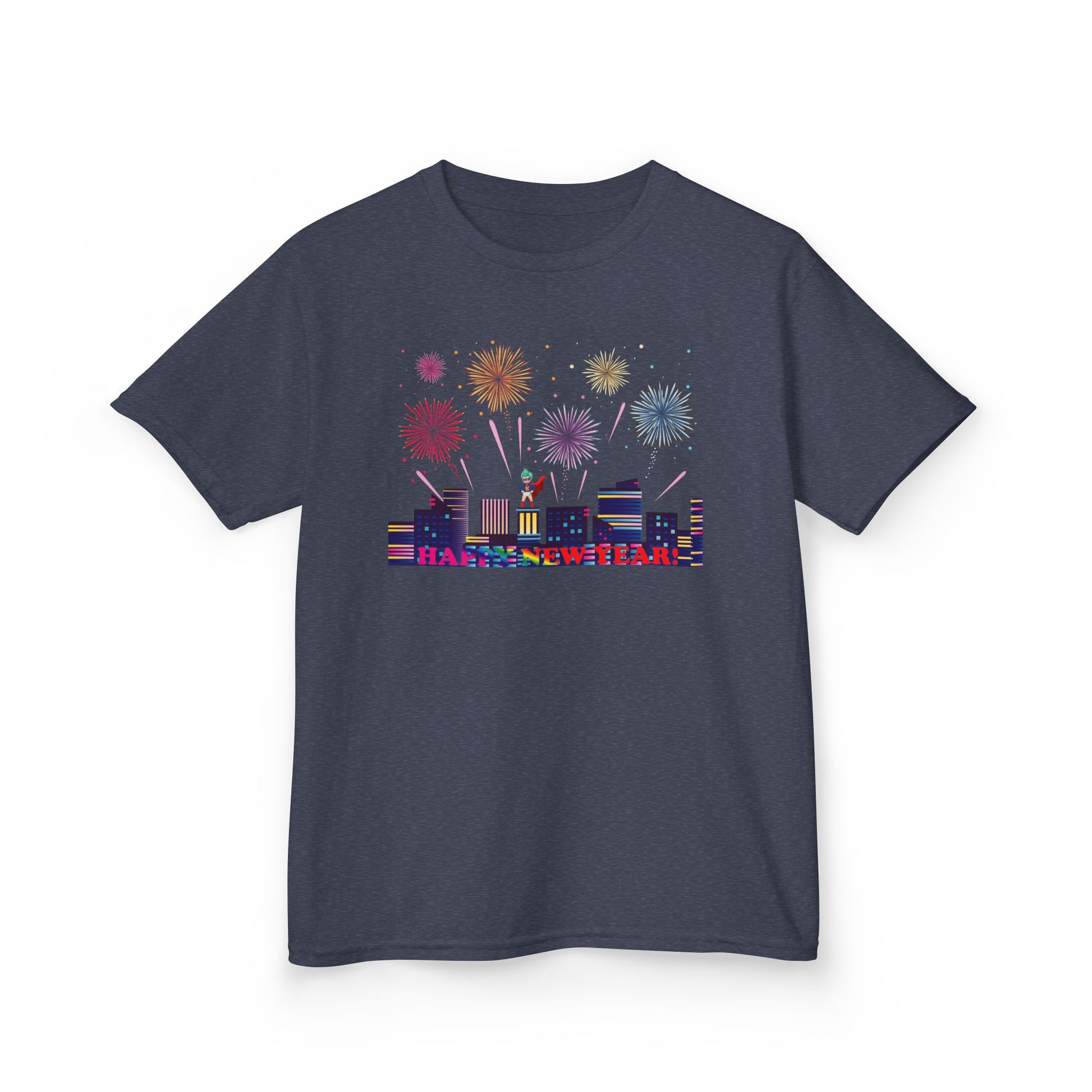 Kids Heavy Cotton™ Tee - Super kiddo with fireworks with text - [[{"value":"Wonderwear Kid"}]]