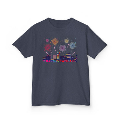 Kids Heavy Cotton™ Tee - Super kiddo with fireworks with text - [[{"value":"Wonderwear Kid"}]]