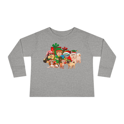 Toddler Long Sleeve Tee - Christmas with super kiddo pet friends without text - [[{"value":"Wonderwear Kid"}]]