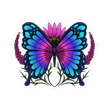 Kiss-Cut Vinyl Decals - Butterfly on the flower Printify