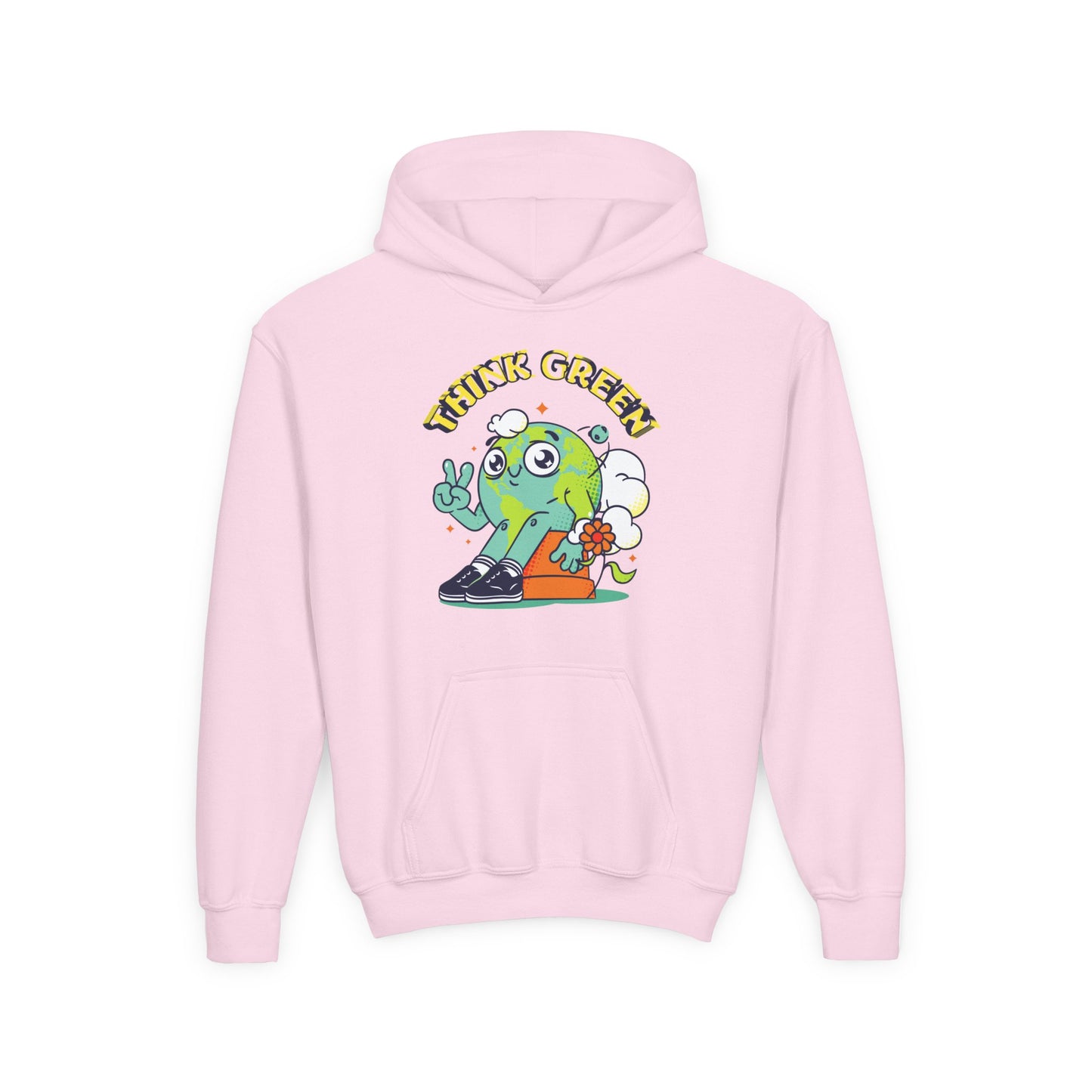 Youth Heavy Blend Hooded Sweatshirt - Think Green' Design