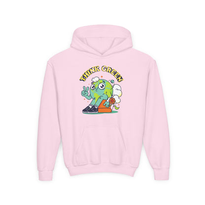 Youth Heavy Blend Hooded Sweatshirt - Think Green Design Printify