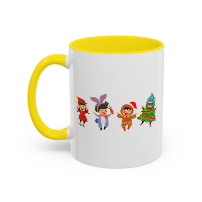 Accent Coffee Mug - Super kiddo in christmas tree attire - [[{"value":"Wonderwear Kid"}]]