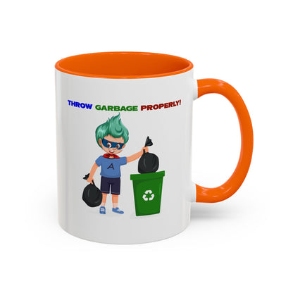 Accent Coffee Mug - Super kiddo taking trash out - [[{"value":"Wonderwear Kid"}]]