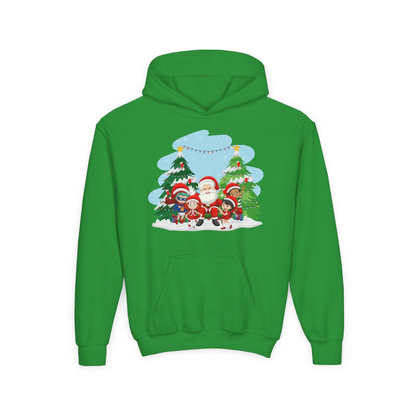 Youth Heavy Blend Hooded Sweatshirt - Super kiddo with santa claus