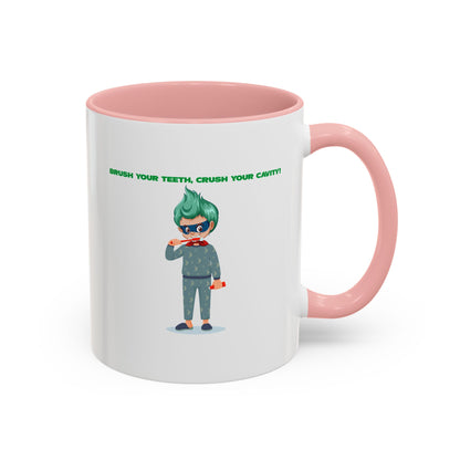 Accent Coffee Mug - Super kiddo brushing teeth - [[{"value":"Wonderwear Kid"}]]