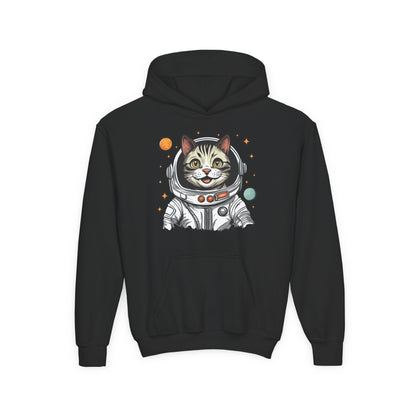 Youth Heavy Blend Hooded Sweatshirt - Astronaut cat Printify