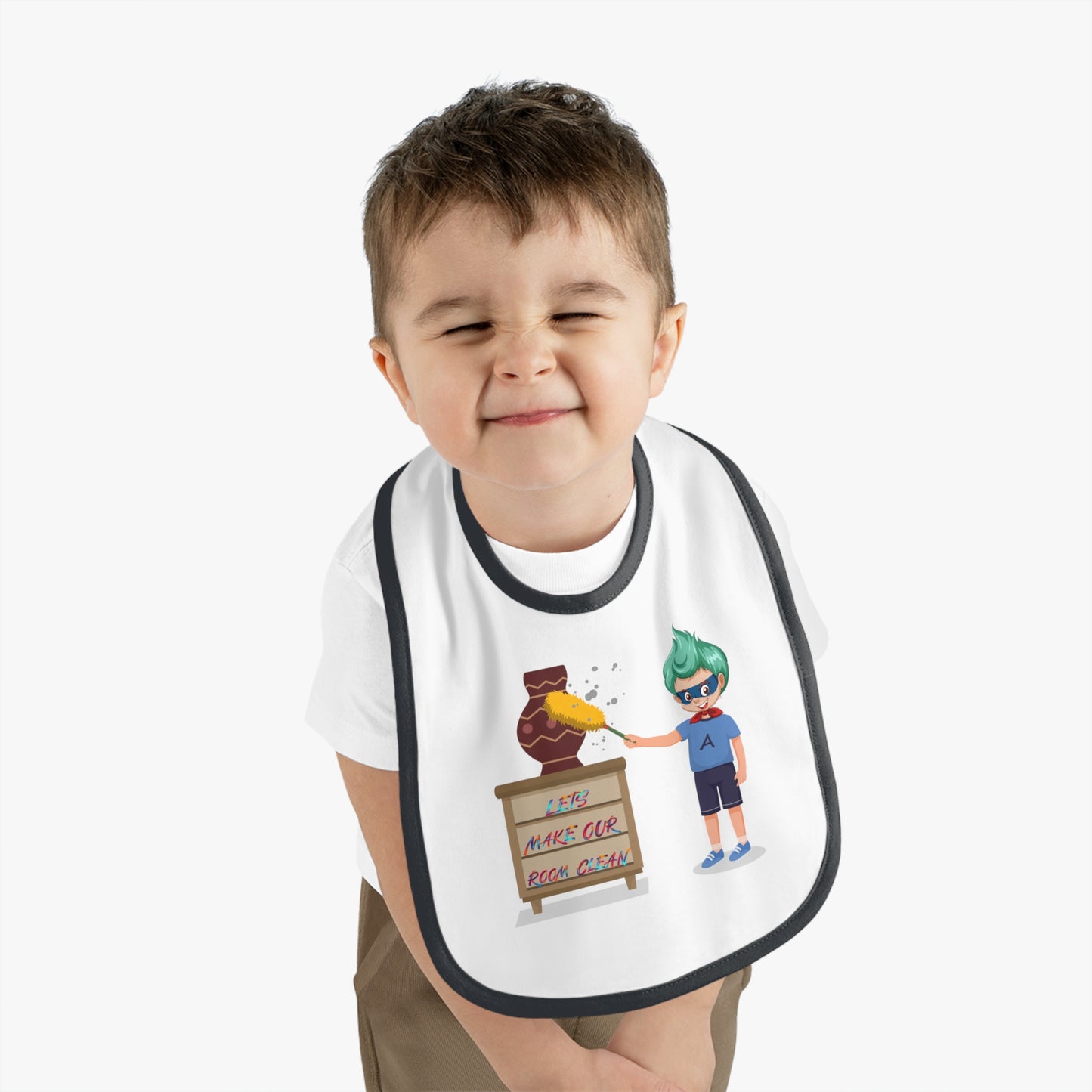 Baby Bib - Super kiddo cleaning a vase