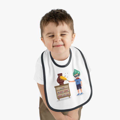 Baby Bib - Super kiddo cleaning a vase - [[{"value":"Wonderwear Kid"}]]