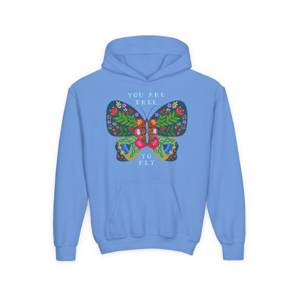 Youth Heavy Blend Hooded Sweatshirt - You are free to fly Printify