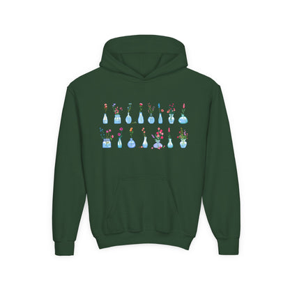 Youth Heavy Blend Hooded Sweatshirt - Set of flower vase Printify