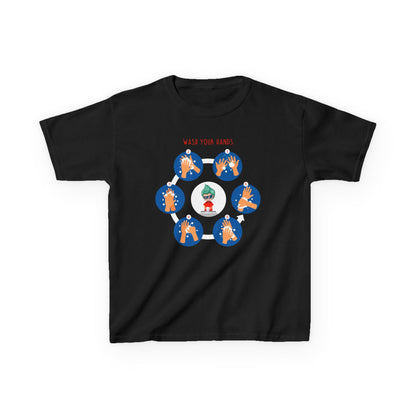 Kids Heavy Cotton™ Tee - Super kiddo teaching how to wash hands - [[{"value":"Wonderwear Kid"}]]