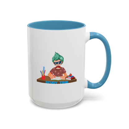 Accent Coffee Mug - Super kiddo studying - [[{"value":"Wonderwear Kid"}]]