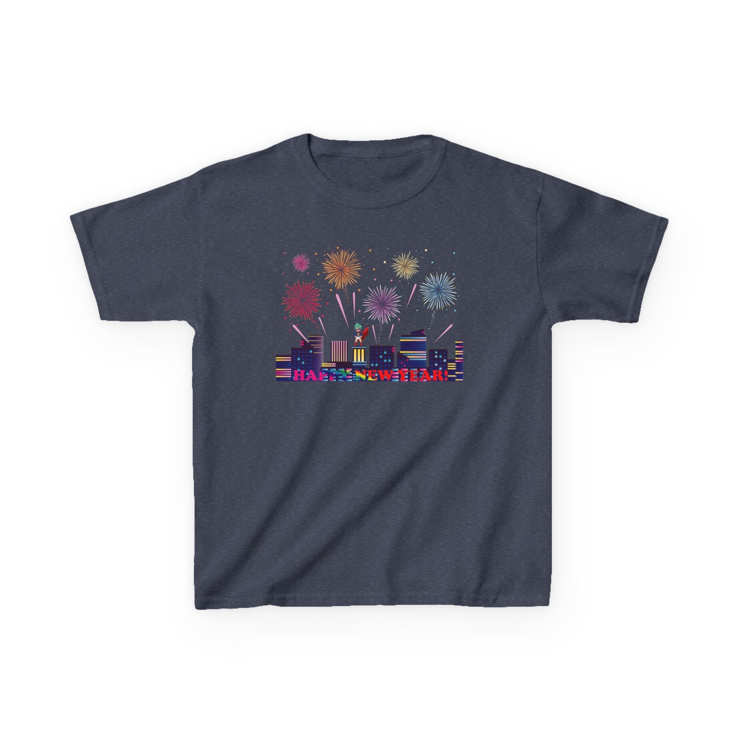 Kids Heavy Cotton™ Tee - Super kiddo with fireworks with text - [[{"value":"Wonderwear Kid"}]]