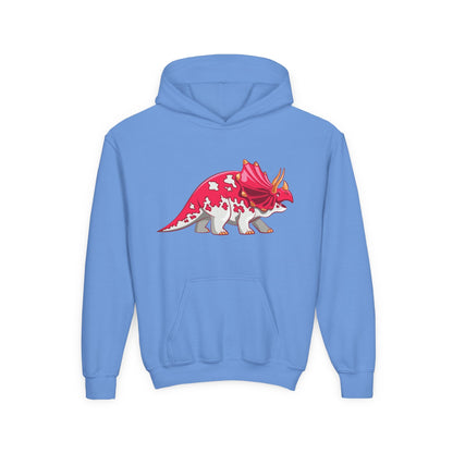 Youth hoodie with fun triceratops dinosaur design Printify