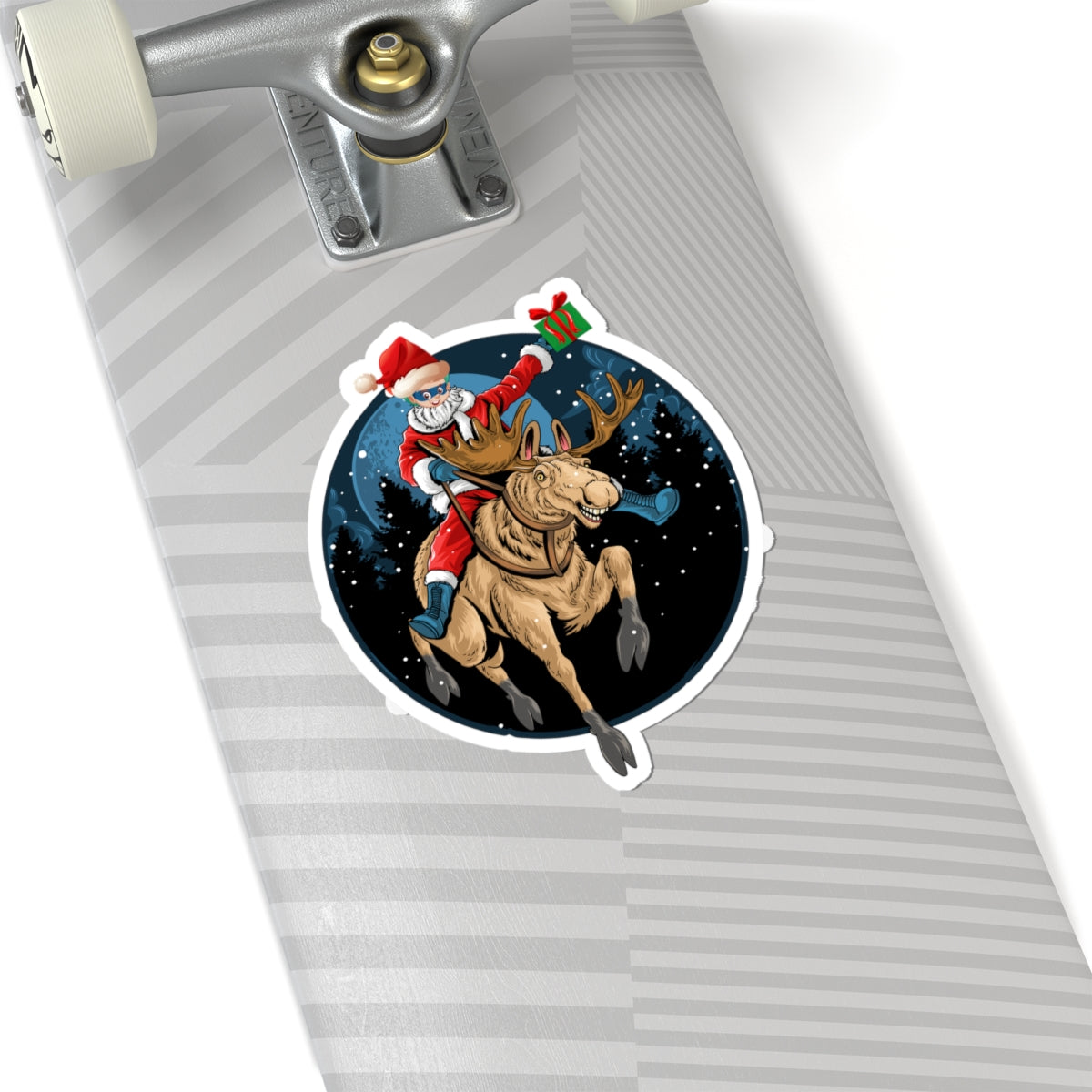 Kiss-Cut Stickers - Super kiddo riding a reindeer - [[{"value":"Wonderwear Kid"}]]