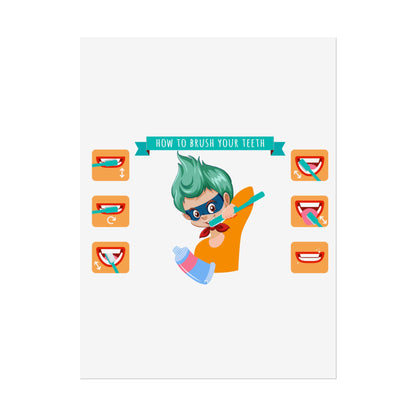 Rolled Posters - Super kiddo how to brush teeth - [[{"value":"Wonderwear Kid"}]]