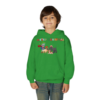 Youth Heavy Blend Hooded Sweatshirt - Super kiddo woith pet friends - [[{"value":"Wonderwear Kid"}]]