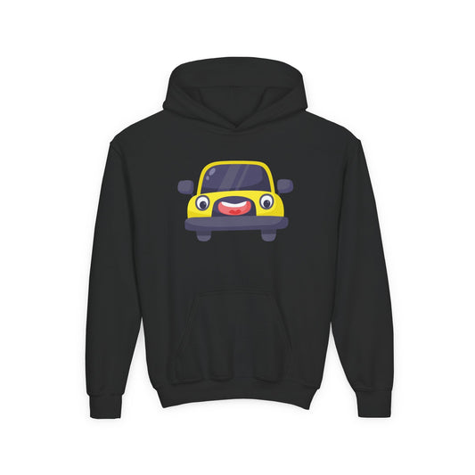 Kids Yellow Car Hoodie Printify