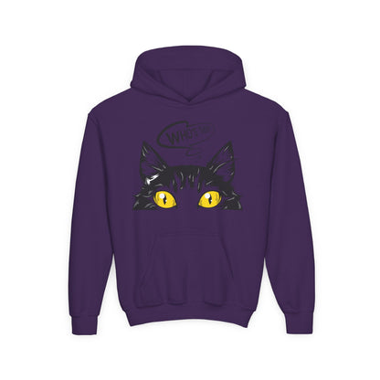 Youth Heavy Blend Hooded Sweatshirt -  Whos there cat Printify