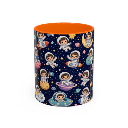 Accent Coffee Mug  (11/15 oz) - Kawaii Astronauts in a Starry Space Adventure