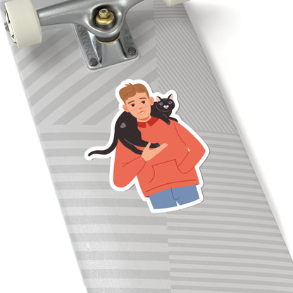 Kiss-Cut Stickers - Boy and his cat Printify