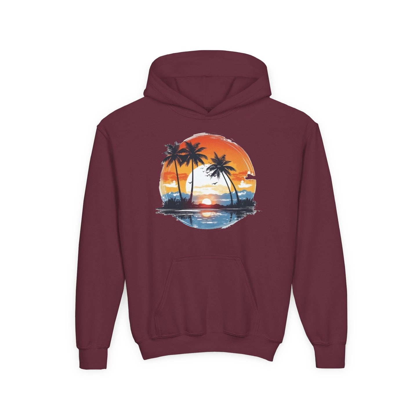 Youth Heavy Blend Hooded Sweatshirt - Tropical Sunset Beachwear