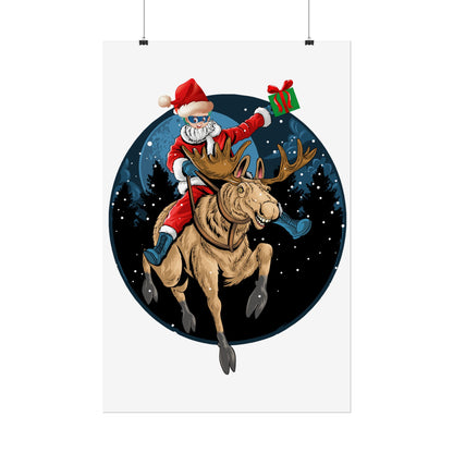 Rolled Posters - Super kiddo riding a reindeer - [[{"value":"Wonderwear Kid"}]]