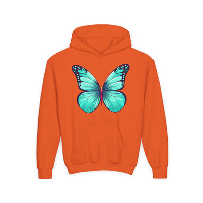 Youth Heavy Blend Hooded Sweatshirt - Butterfly - blue Printify