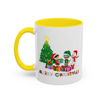Accent Coffee Mug - Super kiddo preparing gifts - [[{"value":"Wonderwear Kid"}]]